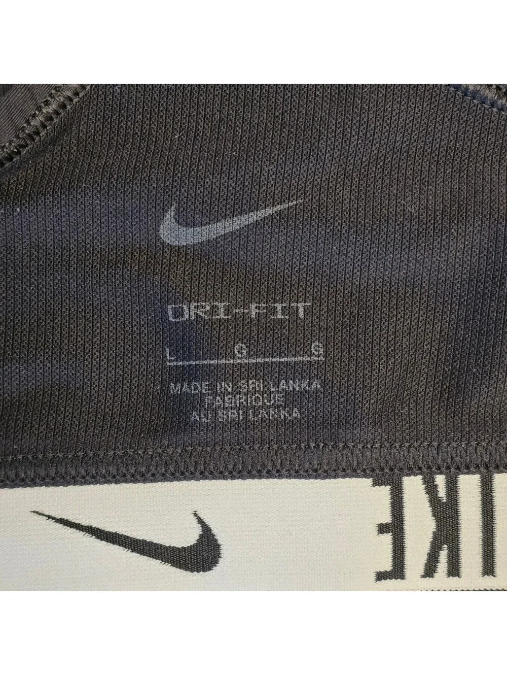 Nike Dri-FIT Black Logo Athletic Crop Top / Sports Bra - Women's Size Large